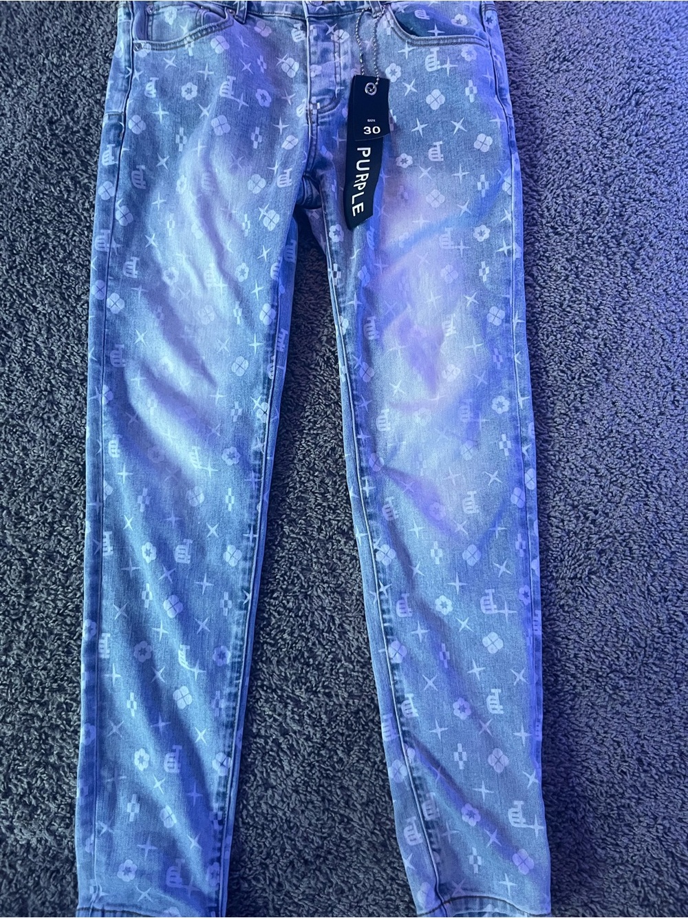 Purple Jeans All over logo Patterned Men’s Jeans